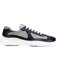 Prada Americas Cup Sneakers In Blauw En Zilver