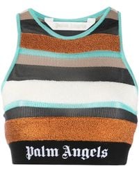 Palm Angels - Lurex Stripes Knit Logo Top - Lyst