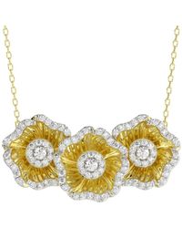 Marchesa - 18kt Yellow Gold Floral Diamond Necklace - Lyst