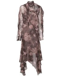 DIESEL - Floral-Print Ruffled Midi Dress - Lyst