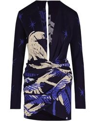 Johanna Ortiz - Gangaway Mini-Jurk Met Print En Lange Mouwen - Lyst