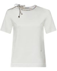 Burberry - Check Bow Cotton T-Shirt - Lyst