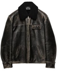 Prada - Shearling-Trimmed Leather Jacket - Lyst