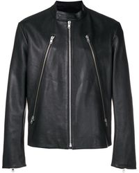 Mens Clothing Jackets Leather jackets Maison Margiela Leather Zipped Details Biker Jacket in Black for Men Save 48% 