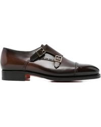 Santoni - Buckle Leather Monk Shoes - Lyst