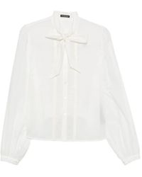 Ann Demeulemeester - Bow-Detail Pinstripe-Trim Blouse - Lyst