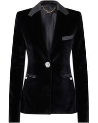 Rabanne - Crystal-Button Velour Single-Breasted Blazer - Lyst