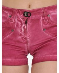 Plein Sud - Faded Angled-Stitching Mini Shorts - Lyst