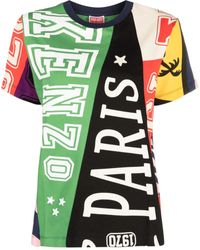 KENZO - Flag Logo-Print Cotton T-Shirt - Lyst
