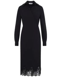 Alberta Ferretti - Midi Lace-Trim Wrap Dress - Lyst