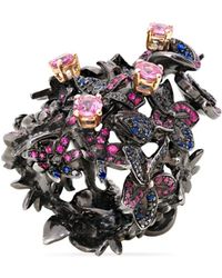 Gaelle Khouri - 18K Le Bouquet Floral-Engraved Multi Stone Ring - Lyst