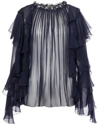 Alberta Ferretti - ラッフル シルクブラウス - Lyst