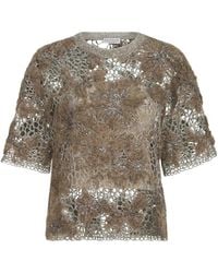 Brunello Cucinelli - Whispering Bloom Embroidery Knit T-Shirt - Lyst