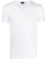 Zegna - T-shirt en coton stretch à col v - Lyst