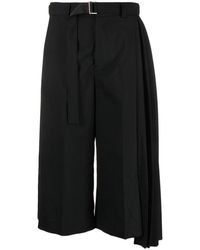 Sacai - Pleat-detail Belted Shorts - Lyst