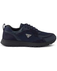 Prada - Prax Leather And Fabric Sneakers - Lyst