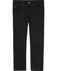 Gucci - Embroidered-logo Straight-leg Trousers - Lyst