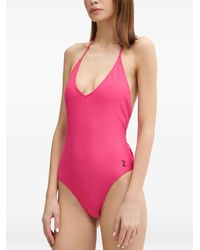 Juicy Couture - Tamayo Triangle Logo-Print Halterneck Swimsuit - Lyst