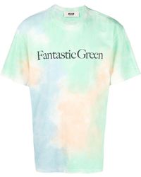 MSGM - T-shirt Fantastic Green con fantasia tie dye - Lyst