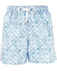 Fedeli - Geometric-Print Drawstring Swim Shorts - Lyst