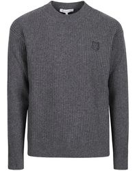 Maison Kitsuné - Ribbed-Knit Logo-Patch Sweater - Lyst