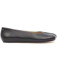 MM6 by Maison Martin Margiela - Stitch-Out Leather Ballerina Shoes - Lyst