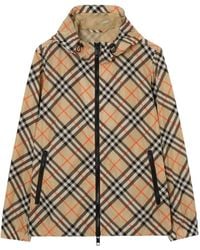 Burberry - Check Nylon Hooded Jacket - Lyst