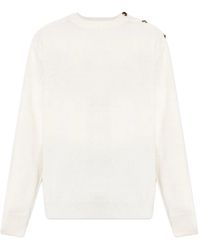 Balmain - Button-Detail Long-Sleeve Sweater - Lyst