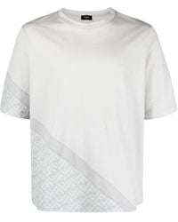Fendi - Katoenen T-shirt Met Diagonale Print - Lyst