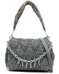 DIESEL - Logo Charm Denim Shoulder Bag - Lyst