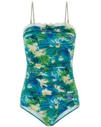 Chloé - Floral-Print Ruched Swimsuit - Lyst