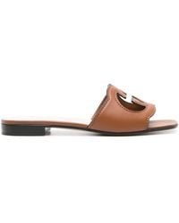 Gucci - Interlocking G Cut-out Leather Sliders - Lyst