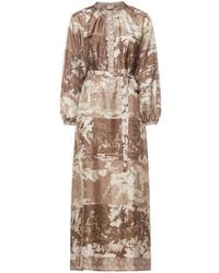 Pierre Louis Mascia - Aloe Gathered-Detail Midi Shirt Dress - Lyst
