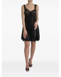 Dolce & Gabbana - Lace-Trim Silk Mini Dress - Lyst