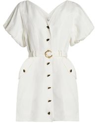 Aje. - Puff-Sleeves Buttoned-Front Mini Day Dress - Lyst