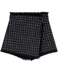 MSGM - Tweed Frayed-Edge Shorts - Lyst
