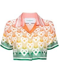 Casablancabrand - Seidenhemd mit Heart Monogram-Print - Lyst