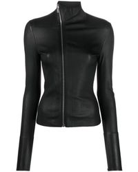 Rick Owens - Off-Centre Zip-Up Leather Jacket - Lyst