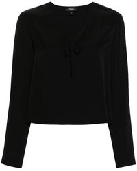 Theory - V-neck Silk Cropped Top - Lyst