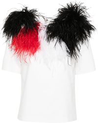 Loulou - Feather-Detail T-Shirt - Lyst