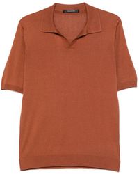 Tagliatore - Silk Polo Collar Slit Neckline Short Sleeve T-Shirt - Lyst