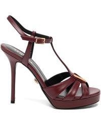 Versace - Sandalias V De Piel Con Tacón De 115 Mm - Lyst