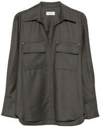 Agnona - Chest-Pocket Long-Sleeve Blouse - Lyst