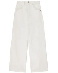 Ganni - Lace-Trim Straight-Leg Jeans - Lyst