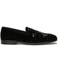 Dolce & Gabbana - Crystal-Embellished Velvet Slippers - Lyst