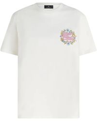 Etro - T Shirt Con Ricamo Pegaso Floreale - Lyst