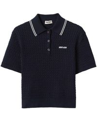 Miu Miu - Logo-embroidered Cotton Polo Shirt - Lyst