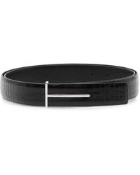 Tom Ford - Ceinture Fine À Imprimé Crocodile - Lyst