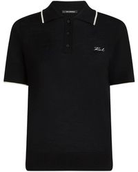 KARL LAGERFELD - Merino-Wool Polo Shirt - Lyst