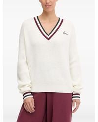 Guess - V-Neck Striped Sweater - Lyst